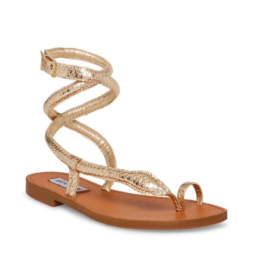 Sandalias Planas Steve Madden Scales Snake Mujer Doradas | ES WTE4S6